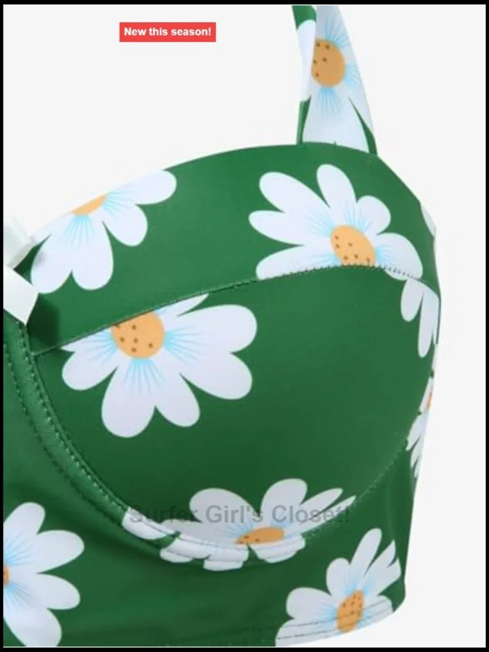 Womens Retro Bikini Set 2 Piece Daisy Print Bowknot Halter High Waist Vintage